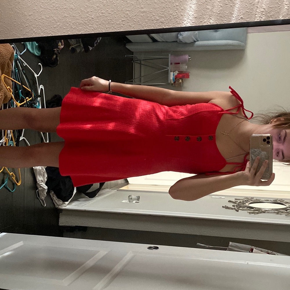 Red button dress